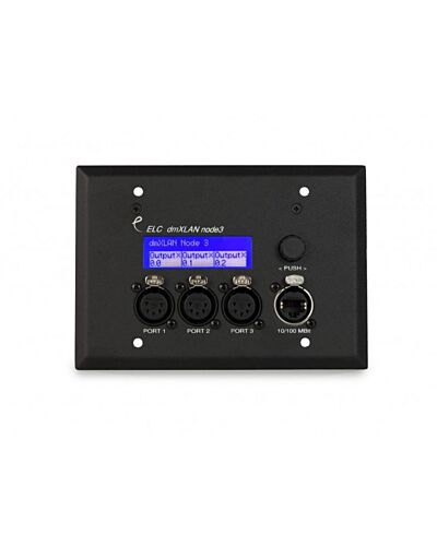 ELC dmXLAN node3: Recessed wall mount 3 ports node, Fully isolated