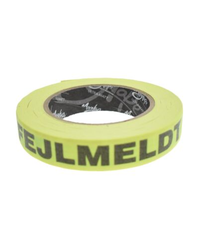 Tape "FEJLMELDT" - 24mm x 22m Sort tekst på gul
