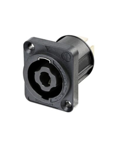Neutrik NL4MP 4P Speakon Chassisstik, Han Sort, Med Spade Terminal