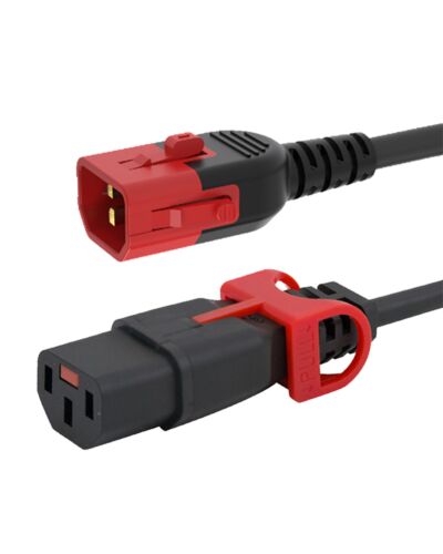 IEC Lock Forlængerkabel C14 Lock -> C13 IEC Lock+, 0,5 - 5m
