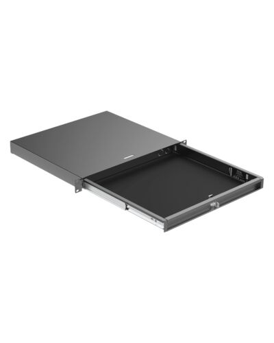 1U Rackskuffe med lås - 393mm Dyb - Sort