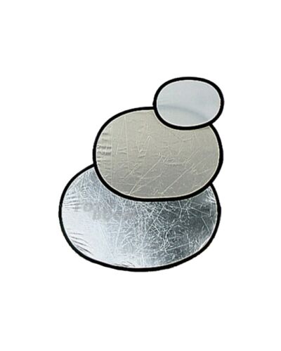 Sølv/Hvid Oval Reflektor 120 x 90 cm