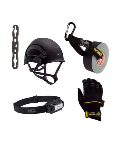 Tekniker Startpakke: Hjelm, handsker, tapeholder, pandelampe, LP tool