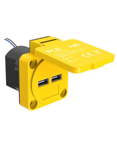 PCE 2x USB-A Lader, Gul, 2x5V