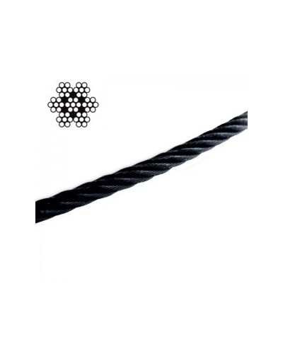Wire Rope Galvaniseret Sort, 1,5mm