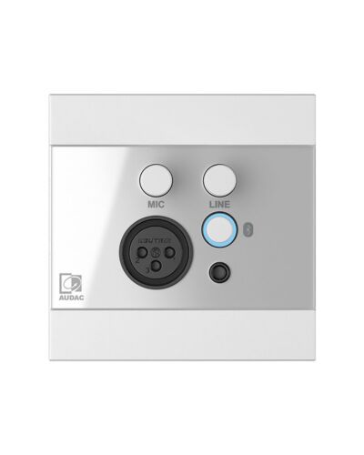 AUDAC WP225 Universal wall panel - Microphone, line & Bluetooth receiver - 80 x 80 mm White version